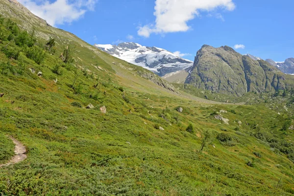 Lotschtal Breithorn Schweiziska Bernalperna Med Brett Glaciärer Sedd Från Söder — Stockfoto