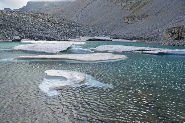 Ledovce Oddělil Ledovce Ledovcové Jezero Horách Jako Klimatu Hřeje — Stock fotografie