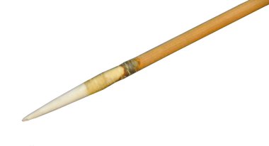 Magdalanean fine bone pointed spear hafted onto wooden shaft clipart