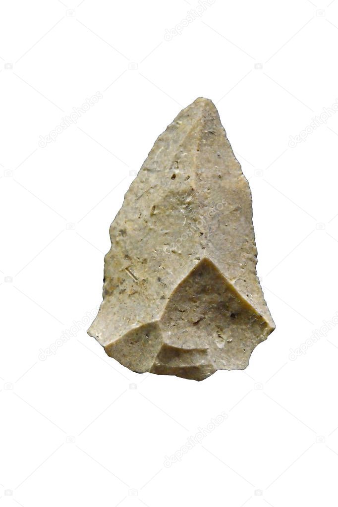 flint spear tip manufactured by Neanderthal man, using Levallois knapping method in middle Stone Age