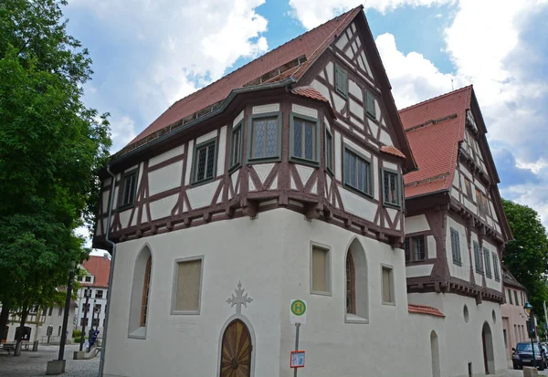 Niemiecki Pół Drewnianej Kaplicy Ewangelicko Augsburski Średniowieczne Miasto Regionie Szwabskiej — Zdjęcie stockowe