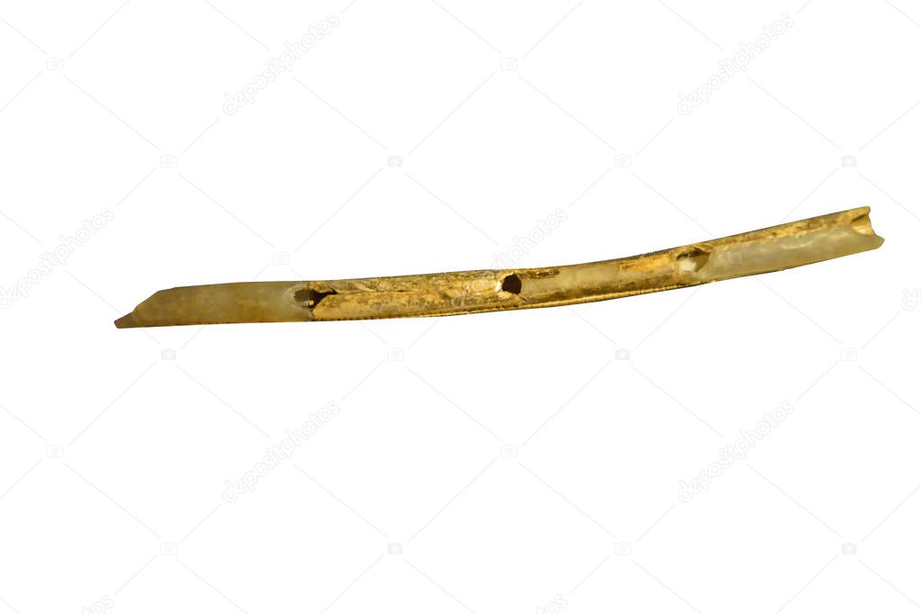Ice Age flute carved from vultures wing bone, dated to about 35,000 years ago with carefully made finger holes