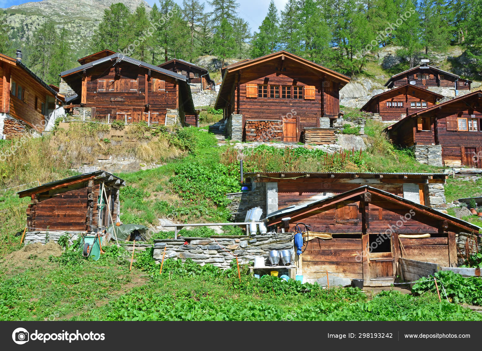 Traditional Swiss Mountain Chalets Stock Photo by ©mountainpix 298193242