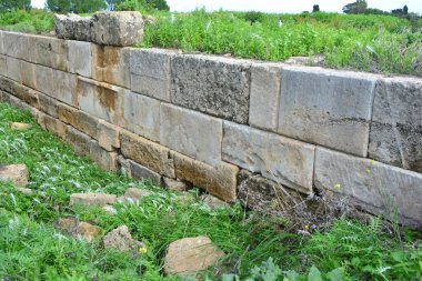 Doğu Sicilya 'daki Antik Yunan kolonisi Megara Hyblaea' nın savunma duvarları. Yaklaşık 2700 yıl öncesine ait.
