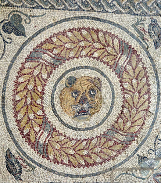 Antigo Mosaico Romano Tigre Executado Cores Vibrantes Villa Romana Del — Fotografia de Stock