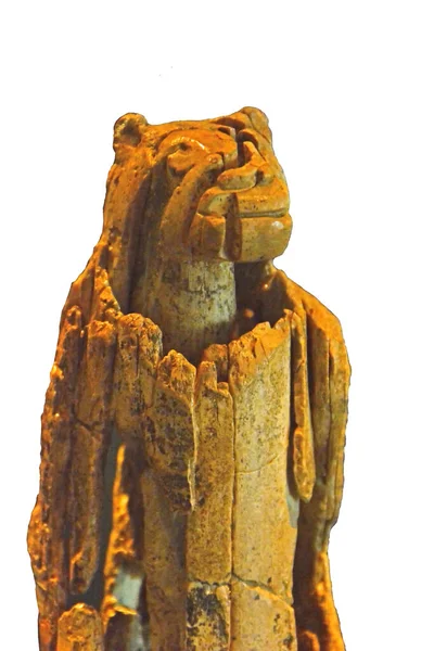 Upper Half Majestic Oldest Piece Sculpture Existance Lion Man Hohlenstein — Stock Photo, Image