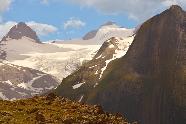 Blinnenhorn Left Ritzhorner Centre Right Gries Glacier Southern Swiss Alps — Stock Photo, Image