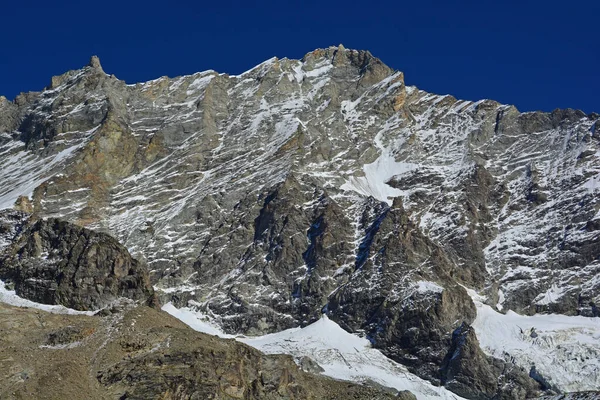 Die Westwand Des Weisshorns Einer Der Großen Gipfel Der Alpen — Stockfoto