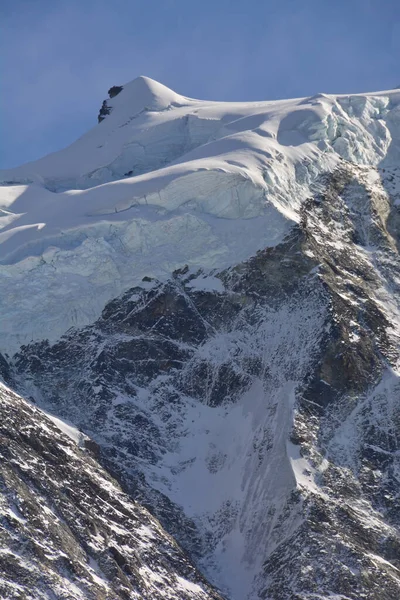 Top Van Blanc Sud Moming Zuidelijke Zwitserse Alpen Boven Zinal — Stockfoto
