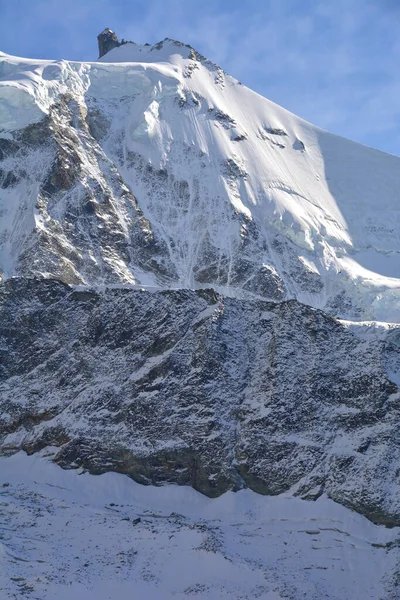 Vrchol Zinalrothornu Jižních Švýcarských Alpách Nad Zinalem Pod Ledovcem Moming — Stock fotografie