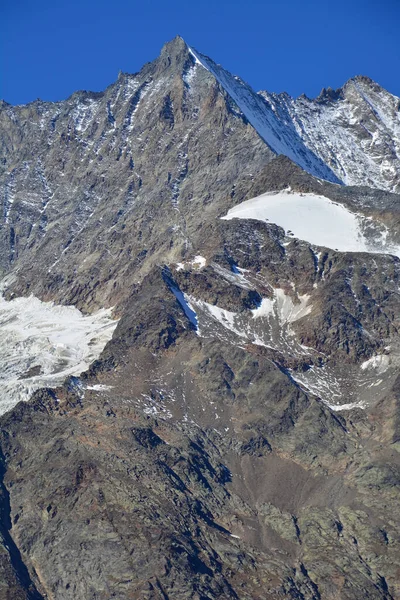 East Face Lenzspitze Nadelhorn Alpach Szwajcarskich Powyżej Saas Fee — Zdjęcie stockowe