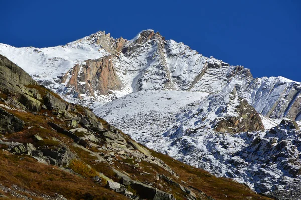 Punta Andolla Confine Svizzero Con Italia Nella Val Almergellertal Sopra — Foto Stock
