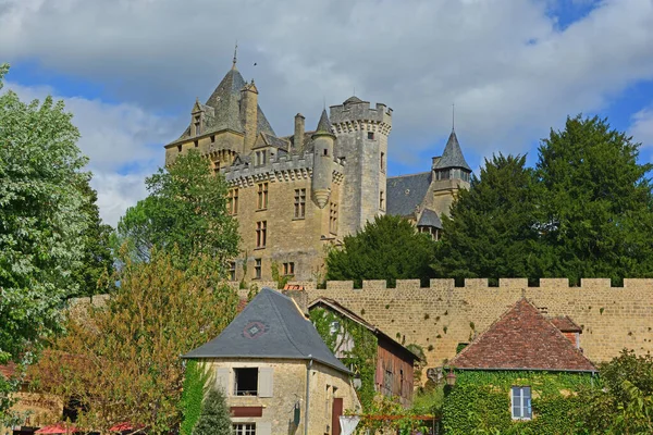 Opevněný Zámek Montfort Řece Dordogne Francii — Stock fotografie