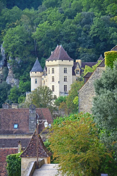 Roque Gageac Şatosu Fransa Nın Güzel Köylerinden Biri Dordogne Nehri — Stok fotoğraf