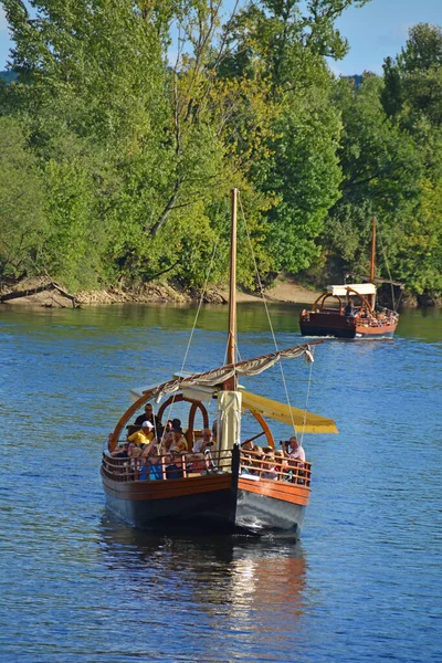 Eine Traditionelle Flachbodenkuh Die Lokal Als Gabarre Der Dordogne Frankreich — Stockfoto