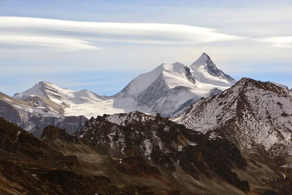 Brunegghorn Izquierda Bishorn Centro Weisshorn Los Alpes Suizos Meridionales Entre — Foto de Stock