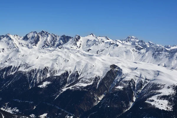 Punta Cervandone Izquierda Helsenhorn Derecha Frontera Entre Italia Suiza Vista —  Fotos de Stock