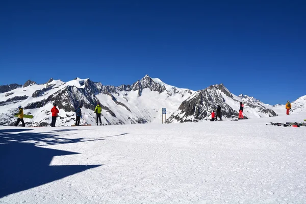 Vista Del Aletschhorn Desde Cumbre Del Eggishorn Invierno Los Alpes — Foto de Stock