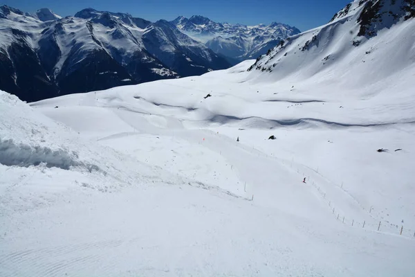 Geniş Açık Iyi Korunmuş Kayak Pistleri Bettermalp Bernese Alplerinde Riederalp — Stok fotoğraf