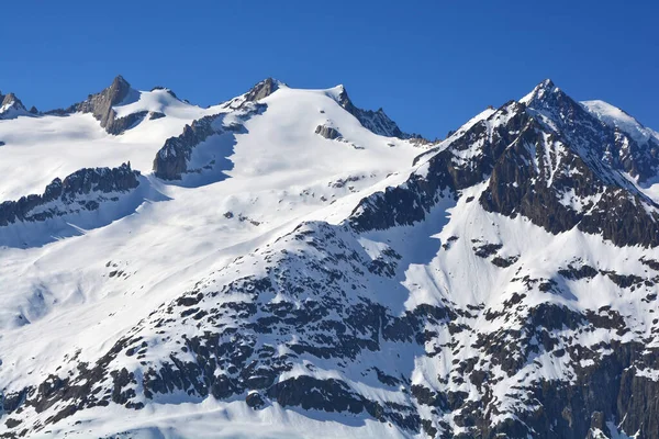 Schinhorn Sattelhorn Aletschhorn Izquierda Derecha Los Alpes Berneses Sobre Glaciar —  Fotos de Stock