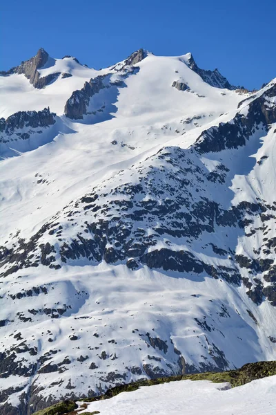 Schinhorn Sattelhorn Lewej Prawej Alpach Berneńskich Nad Lodowcem Aletsch — Zdjęcie stockowe