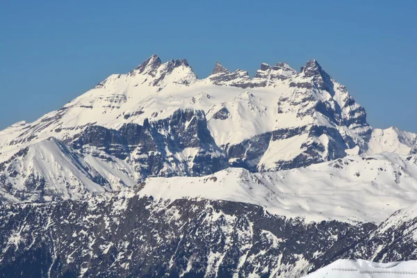 Dents Midi Nad Martygnią Szwajcarii Granicy Francją — Zdjęcie stockowe