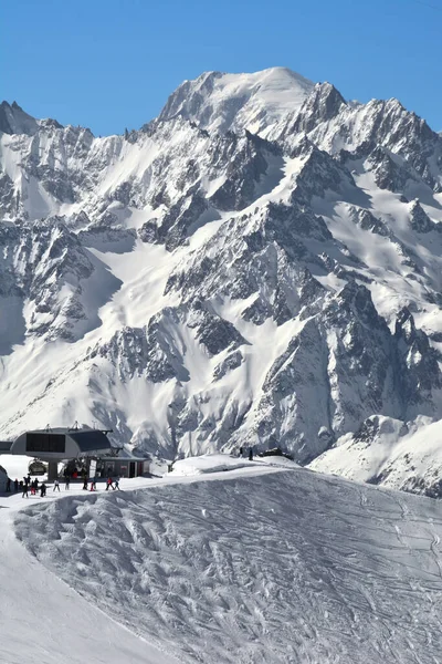 Skiing Verbier Valley Blanc Задньому Плані Attelas Ski Lift Verbier — стокове фото