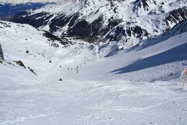 Prudké Sjezdové Lyžování Verbieru Švýcarsko — Stock fotografie