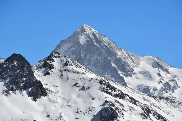 Dent Blanche Zimě Jižních Švýcarských Alpách Nad Evolene — Stock fotografie