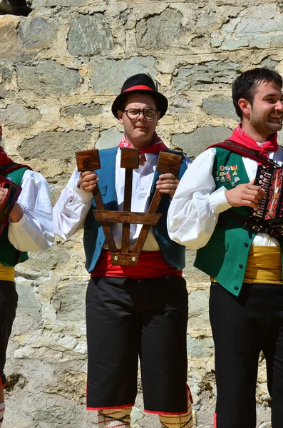 Evolene Suíça Agosto Grupo Folclórico Italiano Das Montanhas Ernici Trajes — Fotografia de Stock