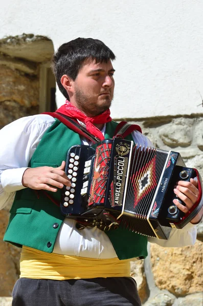 Evolene Suiza Agosto Grupo Folclórico Italiano Las Montañas Ernici Con —  Fotos de Stock