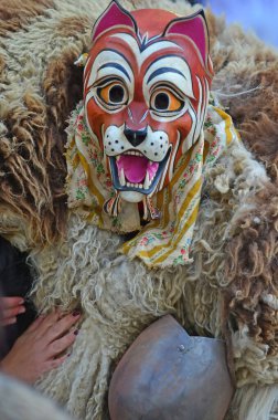 Evolene, İsviçre - 15 Ağustos - İsviçre 'den geleneksel canavar figürleri: 15 Ağustos 2019, Evolene, İsviçre