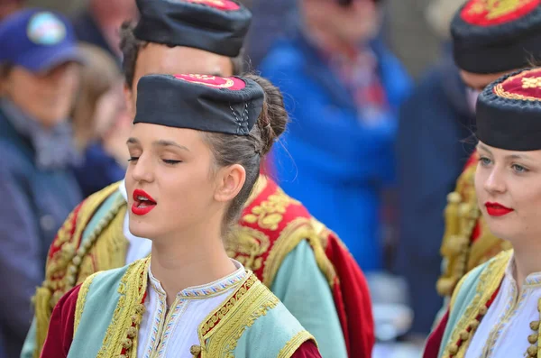 Evolene Zwitserland Augustus Montenegro Folk Groep Genaamd Aluminium Traditionele Kostuums — Stockfoto