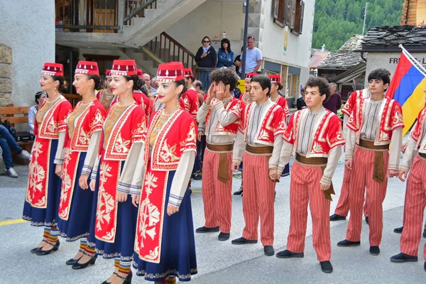 Evolene Schweiz August Armenische Trachtengruppe August 2019 Evolene Schweiz — Stockfoto