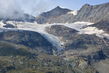 The Piz Cambrena viewed from the Bernina Pass in southern Switzerland above St Moritz.