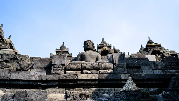Statue Sitting Buddha Borobudur Temple Spiritual Stone Sculpture Unesco World — Stock Photo, Image