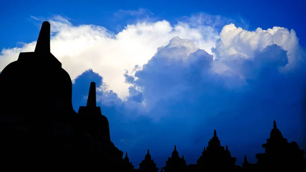 Borobudur Temple Indonesia Epic Cloudy Sunset Unesco World Heritage Site — Stock Photo, Image