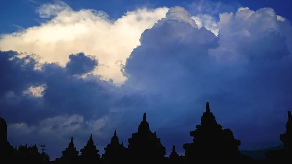 Borobudur Temple Indonesia Epic Cloudy Sunset Unesco World Heritage Site — Stock Photo, Image