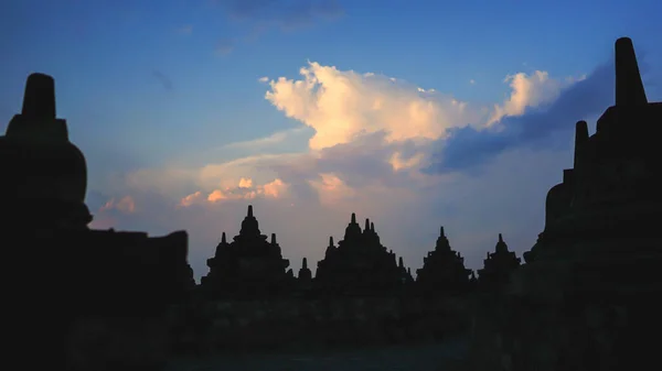 Borobudur Temple Indonesia Epic Cloudy Sunset Unesco World Heritage Site — Stock Photo, Image