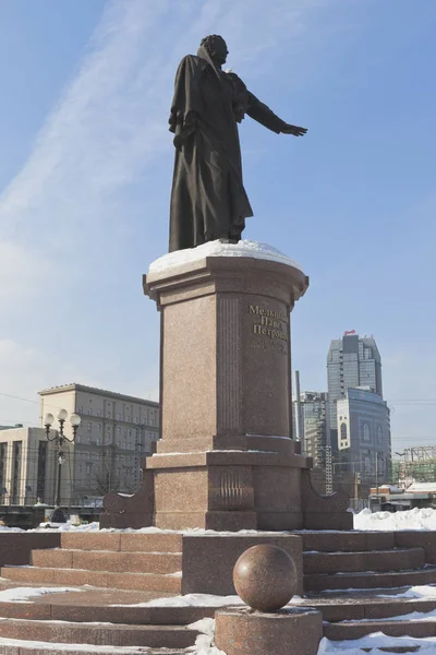 Moscow Russia March 2018 Monument First Minister Communications Petr Pavlovich — Stock Photo, Image