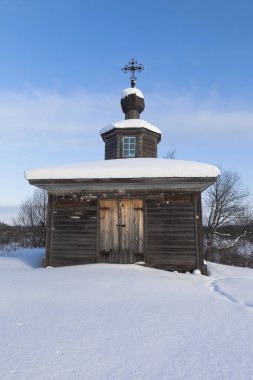 Aziz Nikolaos Vakhrushevo Köyü, Verkhovazhsky District, Vologda Region, Rusya Federasyonu Wonderworker Şapeli kış görünümü