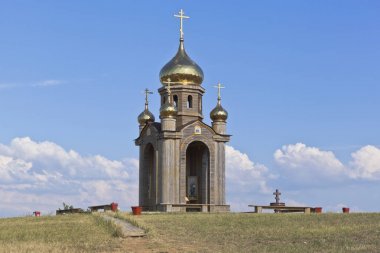 Krasnodar bölgesinin Temryuk ilçesi Taman köyünde St Andrew Şapeli Ilk Çağrılan Lysaya Gora