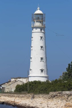 Tarkhankutskiy deniz fenerini kapat, Kırım.