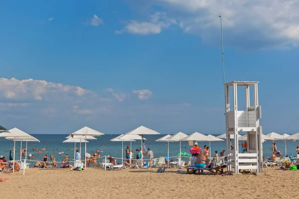 Заозёрное Евпатория Крым Июля 2020 Года Спасательная Башня Пляже Барабулка — стоковое фото