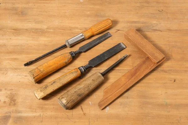 旧工具。凿。木材加工工具. — 图库照片