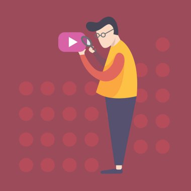 Büyüteç tutarak ve video verileri analiz etme dostum. Video oynatıcı vektör olan Büyüteç.