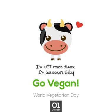 Vegan vektör çizim gidin. Vejetaryen gün tasarım için tebrik kartları, posterler, giyim, t-shirt