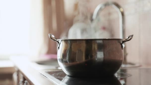 Porridge Grano Saraceno Che Cucina Cucina Primo Piano — Video Stock