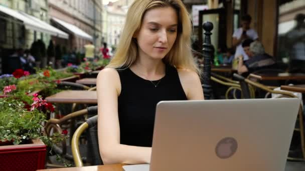 Attractive Young Woman Shopping Online While Entering Credit Card Number — Stock Video