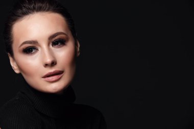 Kirpik makyaj. Kadın güzellik yüz siyah uzantıları Lashes